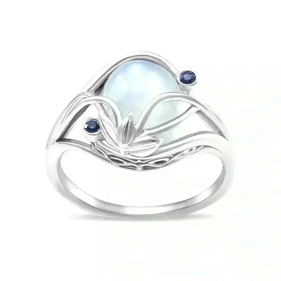New Sterling Silver Blue Sapphire & Moonstone Ring - Picture 1 of 5